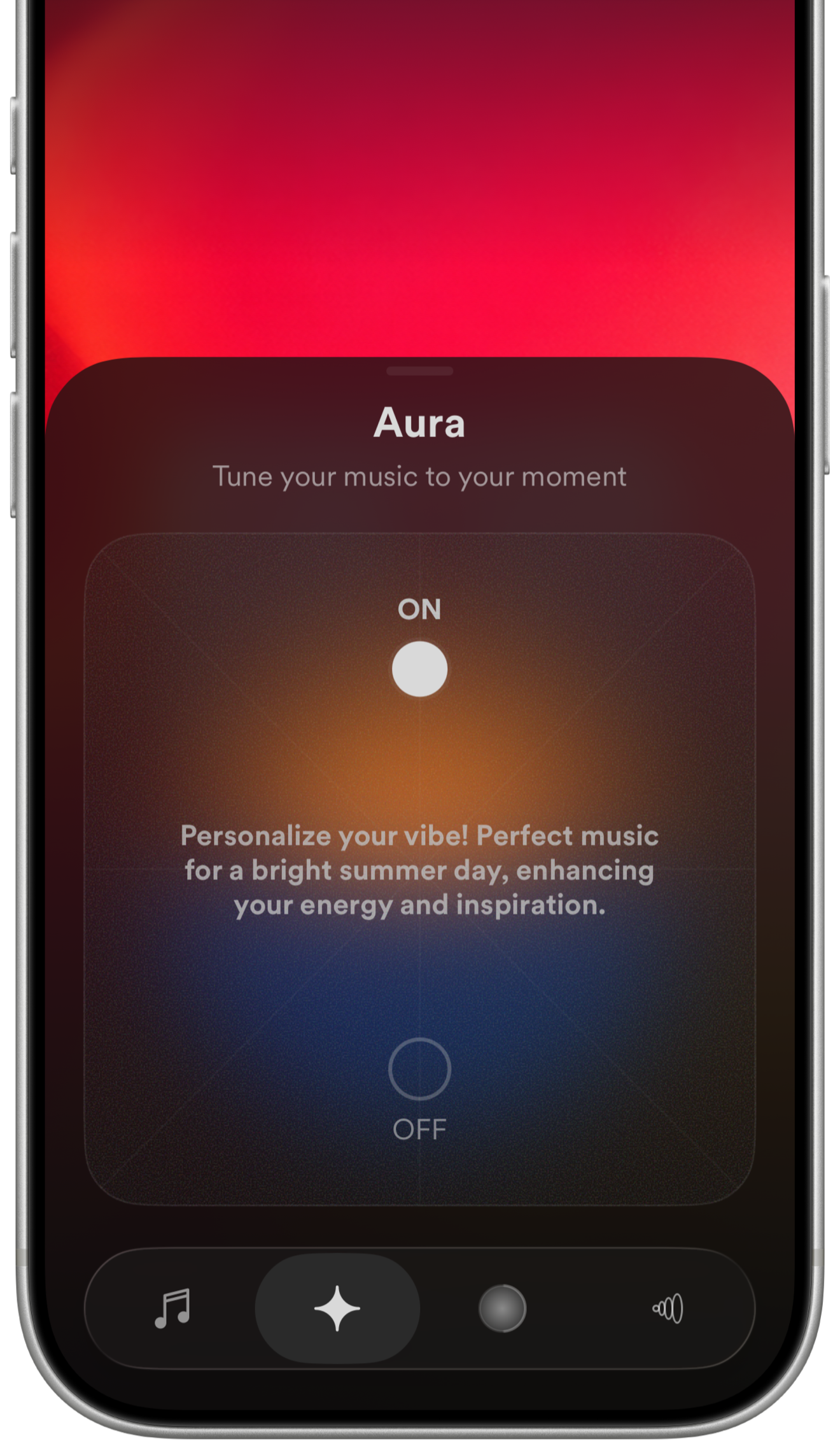 AIRadio Aura screen for tuning music to your moment