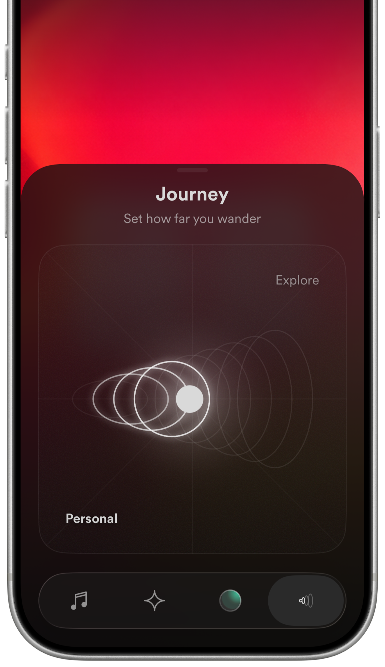 AIRadio Journey screen for discovery controls